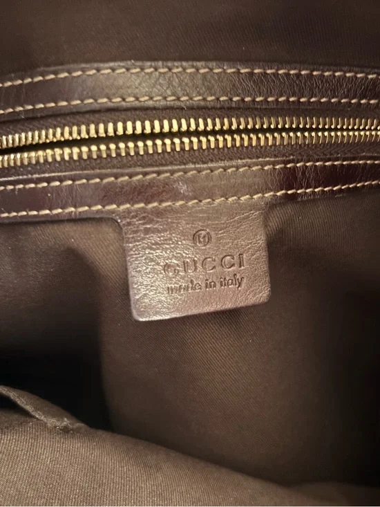 Gucci Brown Leather Medium Britt Shoulder Hobo Bag with Red & Green Web - Picture 6 of 10